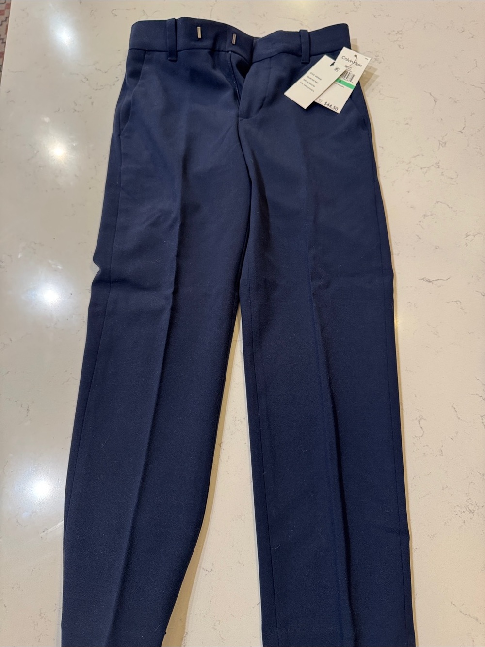 Calvin Klein Navy Flat Front Stretch Slim Pants